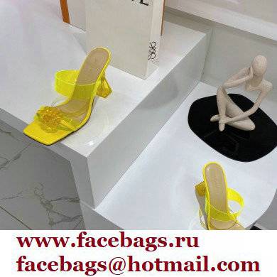 Mach  &  Mach Heel 9.5cm Rose Flower Mules PVC Yellow 2022